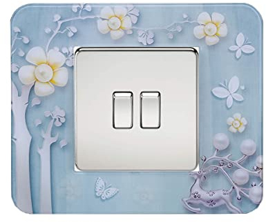3 Pack Acrylic Light Switch Surround, Light Socket Surround, Blue Reindeer Deer Light Switch Sticker Finger Plate