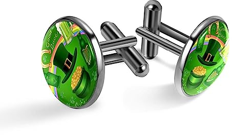 2Pcs Manschettenknöpfe für Herren,runde personalisierte Manschettenknöpfe für Herren Business Hemd,Bier Regenbogen Goldmünze