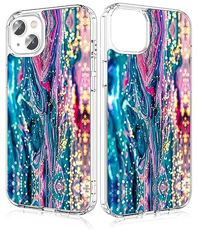 Losvick iPhone 13/14 Case, Marble Pattern Hybrid Double Layer Hard Back PC + Shockproof TPU Bumper, 6.1 inch - Marble Pattern