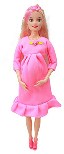 11IN Schwangere Puppe, Kreative Schwangere Puppe, Haben Sie Ein Baby Im Bauch, Mutterpuppe, Schwangeres Mutterspielzeug mit Babypuppe (Rosa)