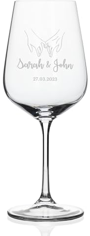 Wanapix | Verre à Vin Personnalisé | Cristal gravé avec le nom ou le texte de votre choix | Verres en cristal Personnalisé avec gravure | Hands