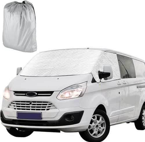 NIGOOLATA Front Windscreen Wrap Cover for F-ord Transit Custom Window Sunshades Oxford Fabric Blackout Waterproof Weatherproof External Thermal Windscreen Cover