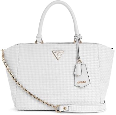GUESS Damen Etel Girlfriend Satchel Schulranzen, Griffe Oben, Weiss/opulenter Garten