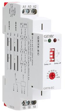 GEYA Retardo encendido o apagado Temporizador de doble función relé 10A relé de tiempo CE CB ROHS (GRT8-EC,AC230V & AC/DC24V)