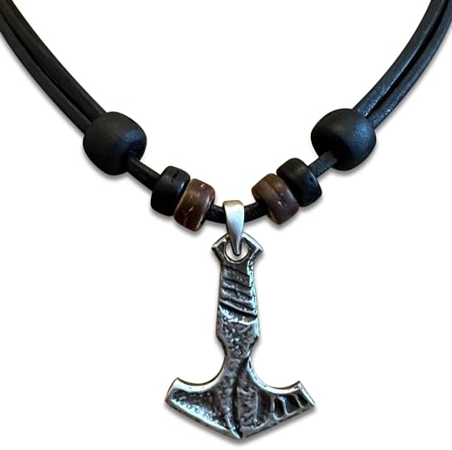 HANA LIMA Lederkette Herrenkette Damenkette Lederhalskette Surferkette Halskette Thor Hammer Thorshammer Mjölnir