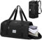 Laripwit Sporttasche Herren, 40L Reisetasche Rucksack Trainingstasche mit Schuhfach & Nassfach, Wasserdicht Sport Gym Fitness Tasche Weekender Tasche Rucksack Damen, Schwarz