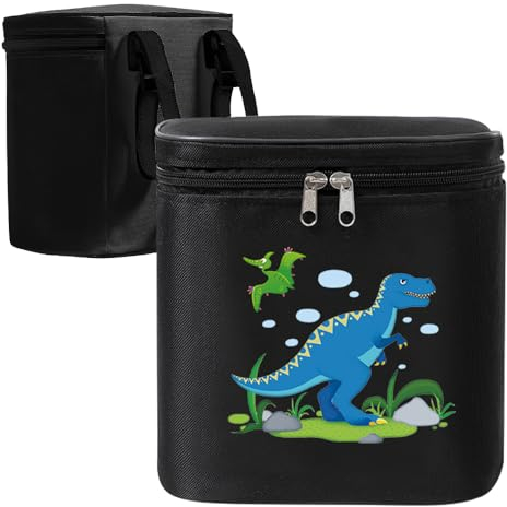 Fahrradtasche Kinder Schwarz Dinosaurier, Lenkertasche Fahrrad Kinder wasserdichte Fahrradkorb Kinder für Laufrad Dreirad Scooter