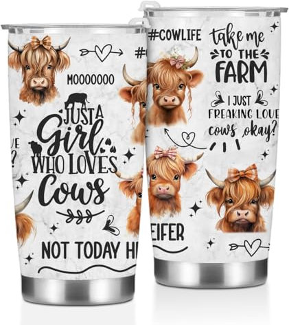 Cow Print Stuff Tumbler, Inspirational Western Decor Gifts for Women Cow Lovers Girl BFF Birthday Christmas, Funny Coffee Mug Stainless Steel Vacuum Insulated Double Wall Travel Cup with Lid,20oz