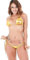 KeyinBox Damen Bikini Set Triangel Bikinioberteil Taille Tanga Dreipunkt Monokini PU Leder Badeanzug sexy Bikini Schwimmanzug Erotische Zweiteiliger Badeanzug 9 Farben (Polyester, Gold)