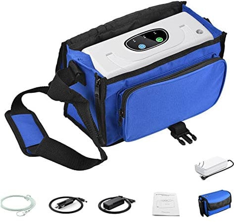 3L/min tragbarer Sauerstoffkonzentrator mit Batterie, 33%±2.5% Pulssauerstoff-Gerät (1.4 kg) Dauerbetrieb für 2-2.5 Stunden einfach zu tragen für Haus, Motel-Reise und Autos