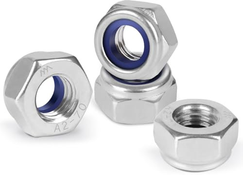 BOUMVID Dadi di Bloccaggio M5, 25 Pezzi Esagonali Dado di Autobloccanti Sicurezza in 304 Acciaio Inox A2 V2A, Dado Esagonale DIN 985, Dadi di Arresto, per Viti Bulloni Filettati Inserti