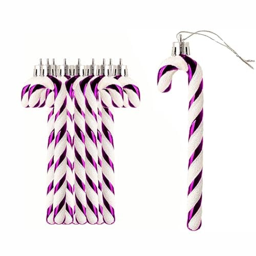 Glitzernde Zuckerstangen-Weihnachtsbaumschmuck, Kunststoff, Zuckerstange, Weihnachtsbaum, hängende Ornamente für Urlaub, Party, Dekoration, Gastgeschenk, 12 Stück (Rosarot)