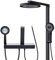 HOMELODY Duscharmatur Komplettset mit 400 mm Glasablage, Duschsystem mit Thermostat Schwarz, 4-in-1 Regendusche Set mit multifunktionalem Wasserfall-Auslauf