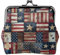 Geldbörse mit USA-Flagge, Patchwork-Druck, Münzbörse für Damen, niedliches PU-Leder, Kuss-Lock-Geldbörse, Schwarz, Einheitsgröße, Muster, Schwarz , Einheitsgröße, Muster: