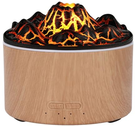 LED-Lichtdiffusor-Luftbefeuchter, 330 Ml, Diffusor für ätherische Öle mit Großem Fassungsvermögen, Aromadiffusor, Fernbedienung, Vulkanisches Design, Kompakt und Leise, für das