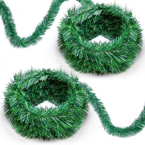 11m Tannengirlande, 2 Stück 5.5m Grüne Weihnachtsgirlande, Girlande Weihnachten Girlande Tanne Weihnachtsgirlande für Treppe und Aussen, Künstliche Tannengirlande Weihnachten für Weihnachtsdeko