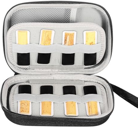 SPYMINNPOO Klarinettenblätter-Etui, Saxophon-Klarinettenblätter-Aufbewahrungskoffer-Halter, wasserdichte Blätter-Tragetasche, Aufbewahrungsbox für 20 Blätter mit Einer Kapazität (Black)
