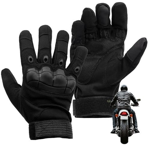 MAXITRE – Guanti Moto Invernali Uomo L, Impermeabili Antivento Touchscreen, Presa Sicura (Nero)