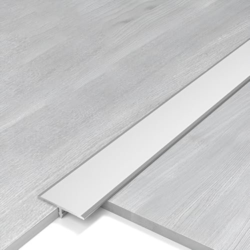T-Profil Übergangsprofil Selbstklebend, Bodenübergangsstreifen Abdeckleisten Für Fußböden, TürSchwellen Übergangs Leiste, T Profil Aluminium, Übergangsleiste(Silver,2cm)