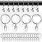 Gardinenringe, 45 Stück Gardinenringe mit Clips, Silber Vorhangringe mit Clips, Gardinenklemmen mit Ringen, Metall Gardinenringe, Vorhang Ringe Klammer Haken, für Vorhangstange, Vorhang, Fenster