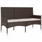 Kangqiling Gartenbank 3-Sitzer mit Kissen aus Polyrattan braun, braun, 319491