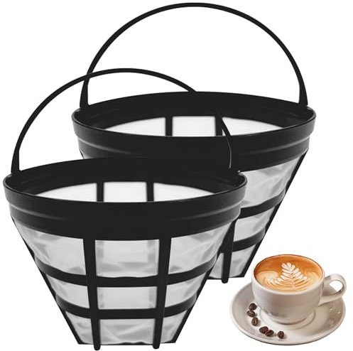 Veesper Filtros de café Reutilizables 2pcs 8-12 Taza de filtros de Canasta de Nylon de Malla Fina con Mango, Filtro de café sin BPA para Fabricantes y cervecerías de máquinas
