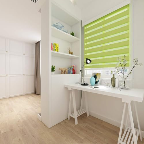 Doppelrollo Klemmfix Ohne Bohren 80cm x 160cm Duo Rollo, Zebrarollo Seitenzugrollo Easyfix für Fenster & Türen - Grün