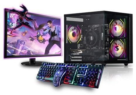 Veno Scorp Gaming PC 22 75Hz Bundle AMD Ryzen 5 4500 Processor Nvidia RTX 3050 6GB Graphics Card - 16GB 3200MHz Ram - 1TB NVMe SSD - 550W PSU - Windows 11 - WiFi - Mini Nem 3