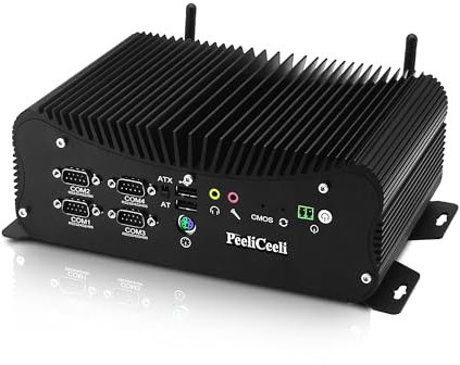 PeeliCeeli Industrial Mini PC Fanless Core i5-1235U, 2x 2.5GbE RJ45 LAN Mini Computer, 6x COM (RS232/RS485/RS422), Linux Win11 Embedded Mini-PC HD+VGA, DDR5 64GB RAM 1TB NVMe SSD