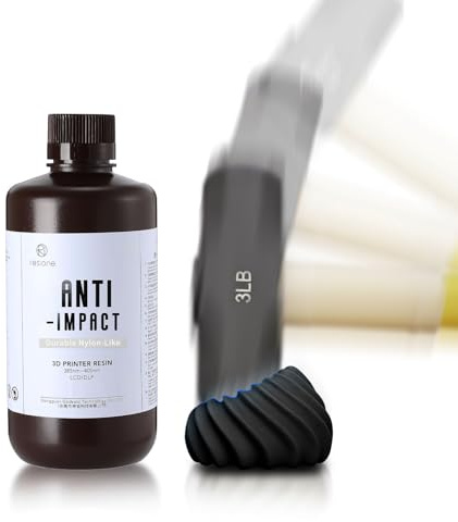 RESIONE Anti-Impact 3D Drucker Resin - Schlagfestes Extrem Robustes Nylonartiges Druckharz mit langfristiger Versprödungsbeständigkeit für funktionale Prototypen, Miniaturen (schwarz -1000g)