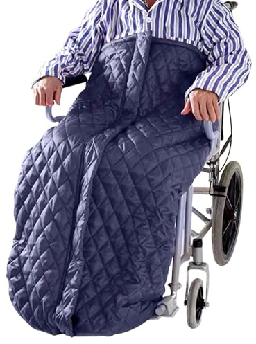POONGURY Coperta termica per sedia a rotelle, leggera con cerniera, morbida coperta termica per la parte inferiore del corpo per anziani (blu)