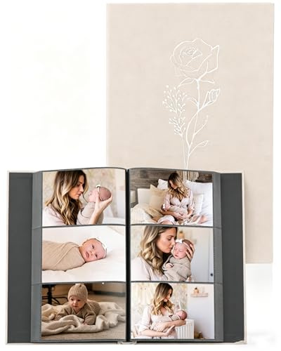 Yuforr Photo Album 300 Photos 6x4, Linen Cover Slip-in Photo Book with 300 Pockets, Acid-Free Pages for Family Memories, Wedding Baby Photo Album Gift for UK-Beige