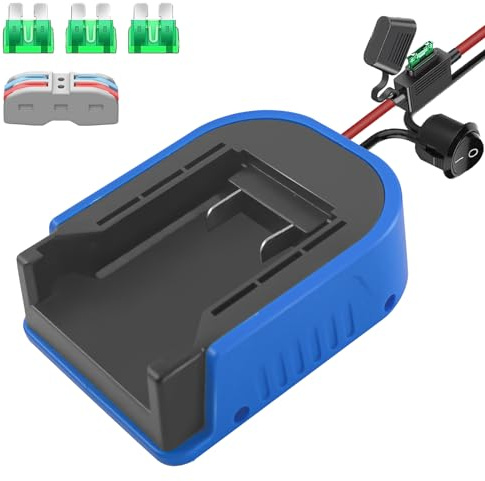 Power Wheel Adapter for Kobalt 24V Battery with Fuse, 14 Gauge Wire Converter for RC Toys, Robotics, DIY Car Appliances - 2 Pack, Blue (Battery Not Included).