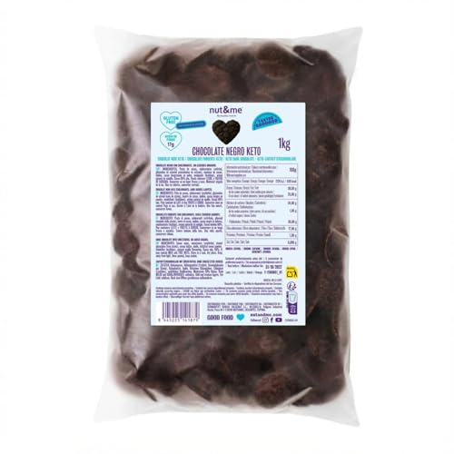 nut&me Pépites de chocolat noir KETO 1 kg | Sans sucres ajoutés | Végétarien | Sans gluten | Sans OGM | Pâtisserie | Pack économique
