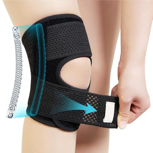 FSFLOYOM Kniebandage Meniskus für Damen und Herren, kniebandage meniskus, Knieschmerzlinderung, Kniebandage verstellbare Arthritis, Laufen, Meniskusriss, Wandern, Sport(L)