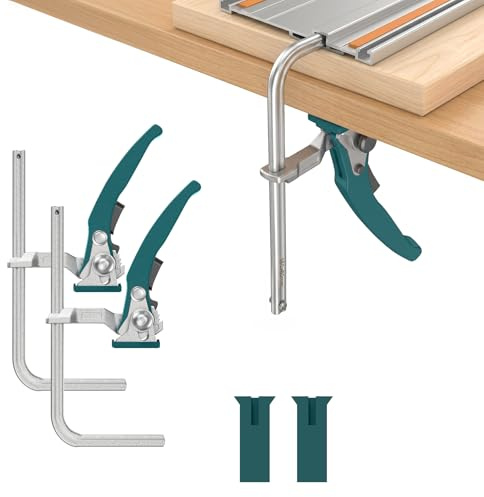 Housolution Étau à Cliquet Libération Rapide, Serre-Joint F, 2 Pièce | pour Table MFT et Rail de Guidage, Menuiserie, Capacité 6-5/16 Pouces, Profondeur 2-5/16 Pouces