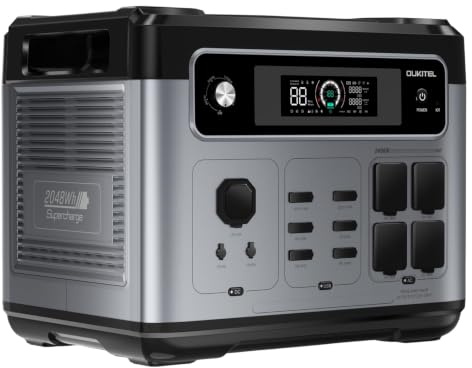 OUKITEL P2001E PLUS Tragbare Powerstation Solargenerator, 2048Wh LiFePO4 Batterie USV 2400W (4800W Peak), 1800W Schnellaufladung Stromspeicher für Outdoor Camping Notstrom, Wohnmobile