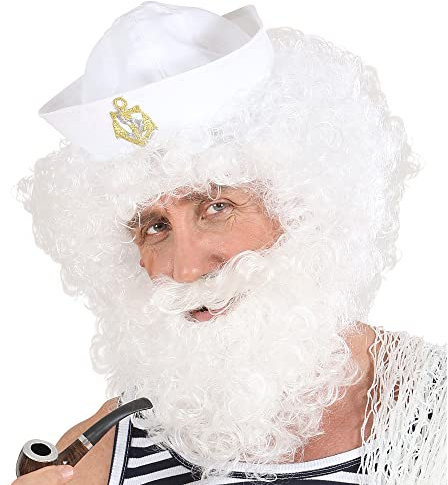 Character Curly /Beard - White Wig for Hair Accessory Fancy Dress