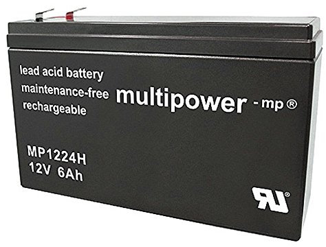 MULTIPOWER mp1224h Batterie au plomb courant élevé avec Faston Contact à douille 6,3 mm