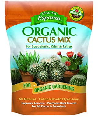 Espoma Organic Cactus Potting Soil Mix, Natural & Organic Soil for Cactus, Succulent, Palm, and Citrus Grown in containers Both Indoors and Outdoors, 4 qt, Pack of 1