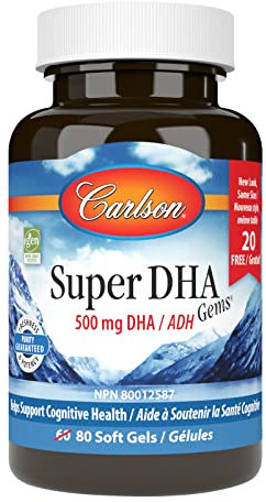Carlson Labs - Super DHA Gems 500 mg. - Bonus Pack 60+20 Softgels by Carlson Laboratories