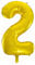 Unique 55762 Anzahl 86,4 cm großer Ballon mit Goldfolie Nummer 2, Klassisches Gold