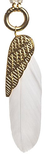 Traumfänger · Damen-Halsketten-Anhänger FEDER Edelstahl Medium 5.5cm · gold weiß TF08MGOWH