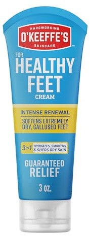 O'Keeffe's for Healthy Feet Intense Renewal Cream with Urea & Alpha Hydroxy Acid - 3 oz Tube (1 Pack) - Chemically Exfoliates and Softens Extremely Callused, Dry Feet
