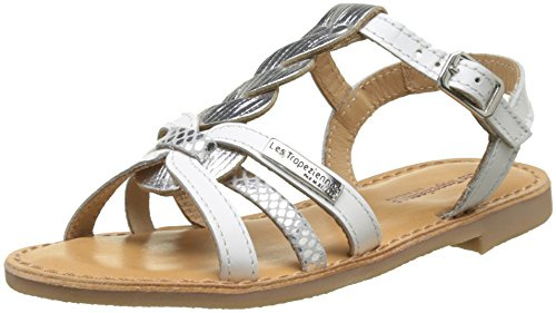 Les Tropéziennes par M. Belarbi Badami, Girls' Ankle Strap Sandals, White White Silver, 13UK Child