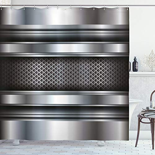 ABAKUHAUS Grau Duschvorhang, Realistische Vivid Plates, Stoffliches Gewebe Badezimmerdekorationsset mit Haken, 175 x 200 cm, Taupe Grau