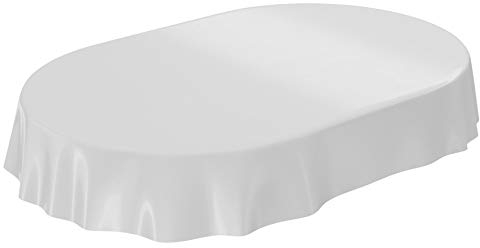Wachstuchtischdecke Wachstuch abwaschbare Tischdecke Uni Glanz Einfarbig Hellgrau Schnittkante Oval 140 x 240cm