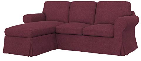 Soferia Sofabezug L Form Kompatibel Mit Ektorp 2er-Sofa Mit Recamiere Ecksofaüberzug Ecksofaüberwurf Sofaschoner Cover Wasserabweisend Fleckschutz Softi Rot Bordeaux