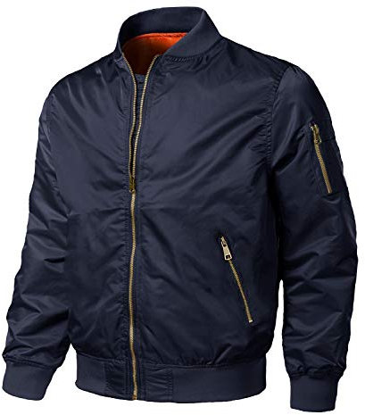 EKLENTSON Men's Jackets Windproof Bomber Jacket Full Zip Warm Padded Coats Navy
