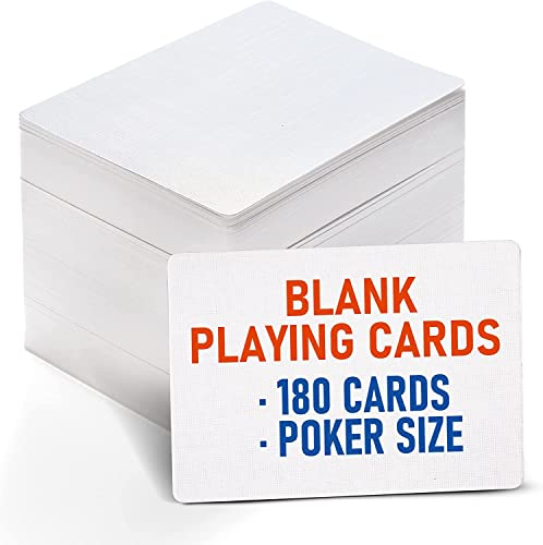 LotFancy Leere Spielkarten zum Selbst Gestalten 180 Stück, Spielkarten Blanko 63x88 mm, Leere Karten in Pokergröße (Mattfinish)